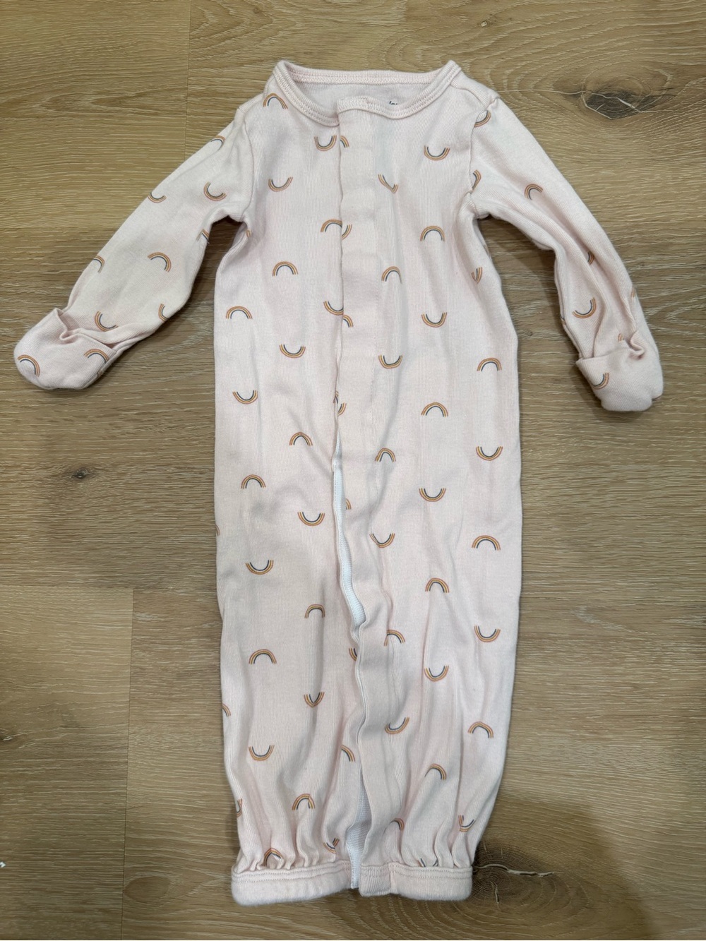 Carter's Light Pink Footless Newborn Sleep Gown with Tiny Rainbow Detail